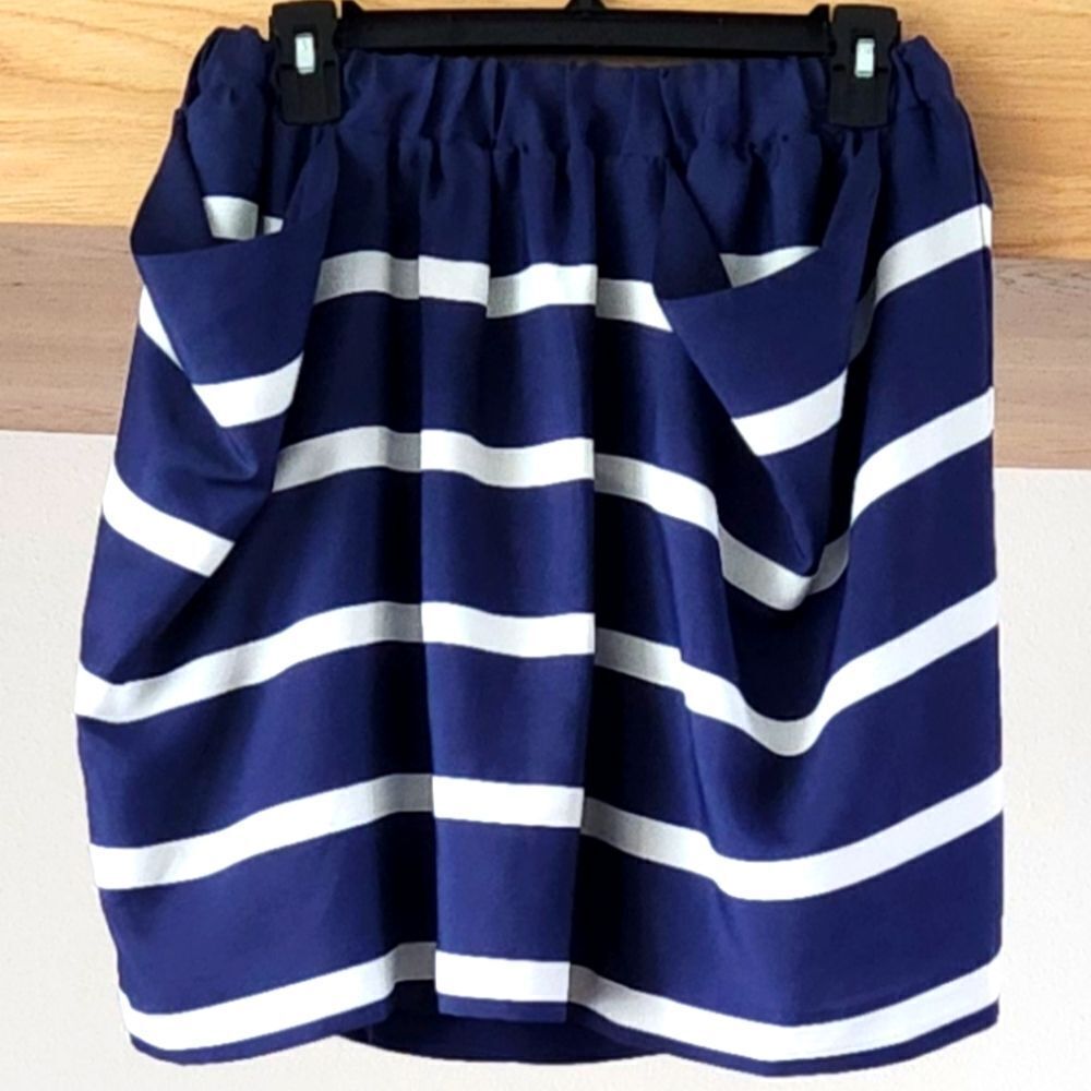 BCBGeneration Navy and White Striped Skirt